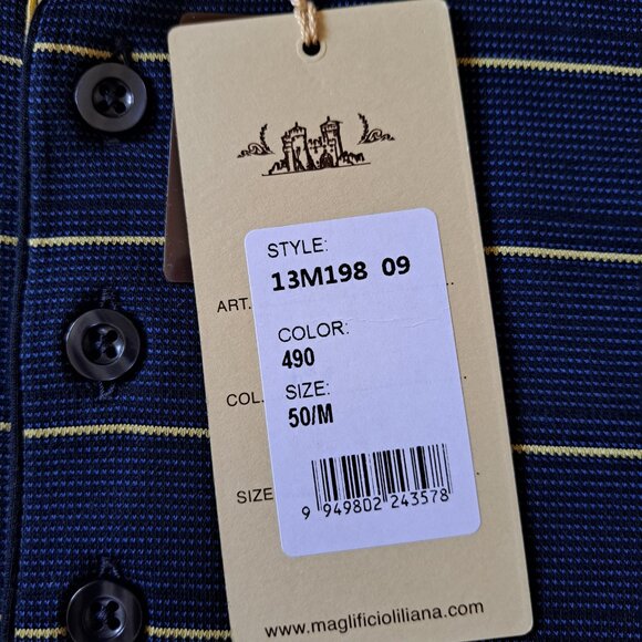 NEW Men's Montechiaro Blue Yellow Polo Shirt Size 50 / M - Picture 9 of 13